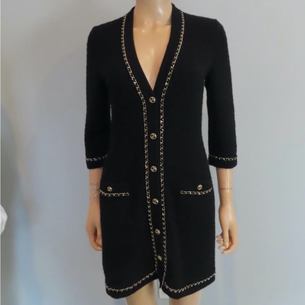 CHANEL Black sweater dress with Gold Accent